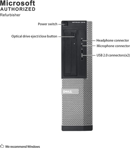 Dell Optiplex 3010 DT High Performance Business Desktop Computer Intel Quad Core i5-3470 up to 3.6GHz, 8GB Memory, 2TB HDD, DVD, Windows 10 Professional